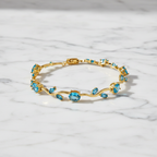 Aqua Blue Topaz Tulip Gemstone Bracelet