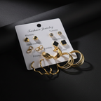 7-Pair Gold Earring Set - Dark Editorial