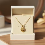 Gold Heart Locket Pendant Necklace - Stainless Steel Snake Chain