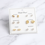 6-Pair Weekday Earring Set | Gold & Pearl Studs