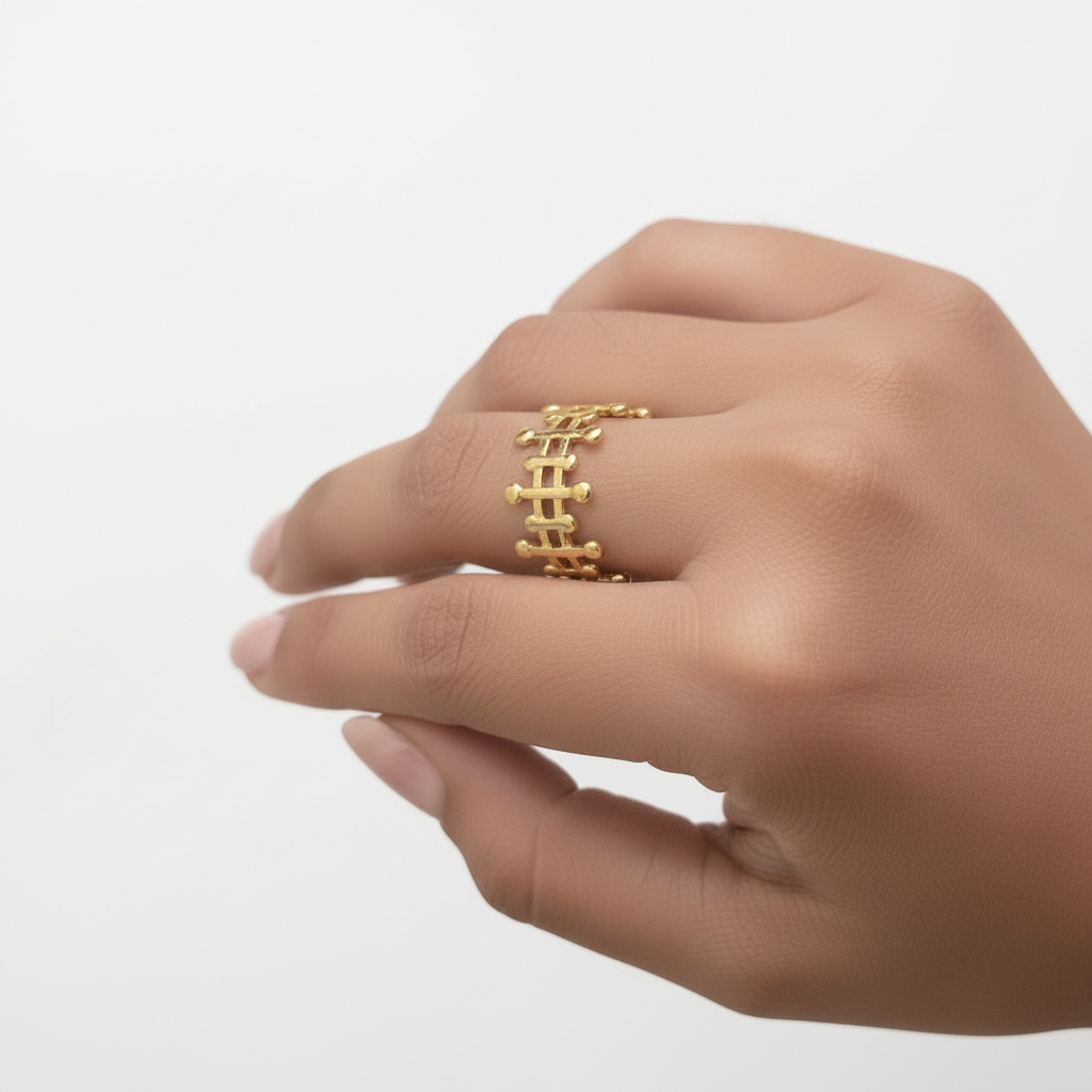 Gold Ladder Pattern Open Ring