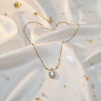 Crystal Halo Pendant Necklace | Anti-Tarnish Gold Satellite Chain