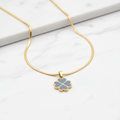 Grey Blue Enamel 4-Leaf Clover Pendant Necklace | Anti-Tarnish Gold Snake Chain