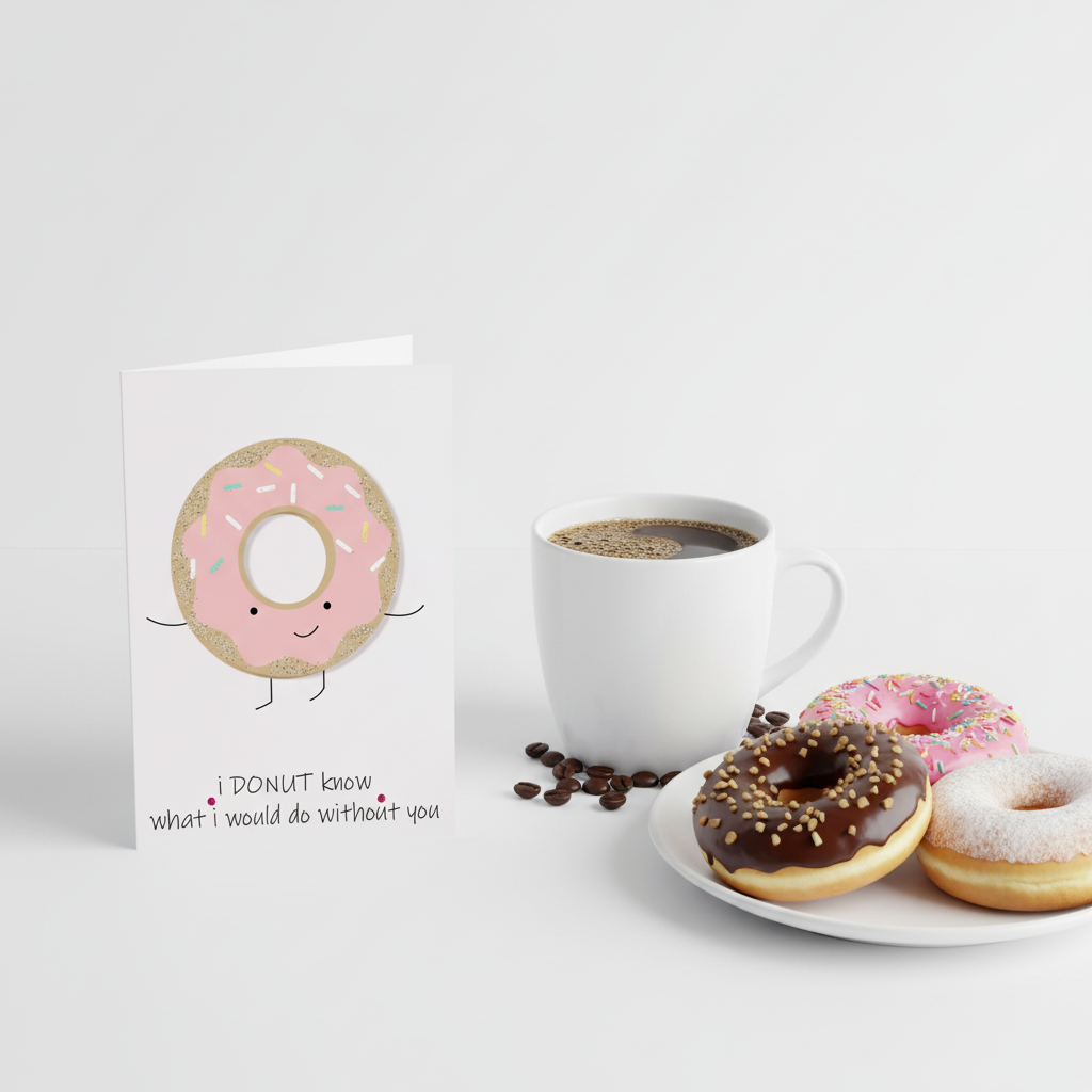 Greeting Card lifestyle photo with donuts and coffee
