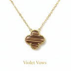 Brown Striped Clover Necklace