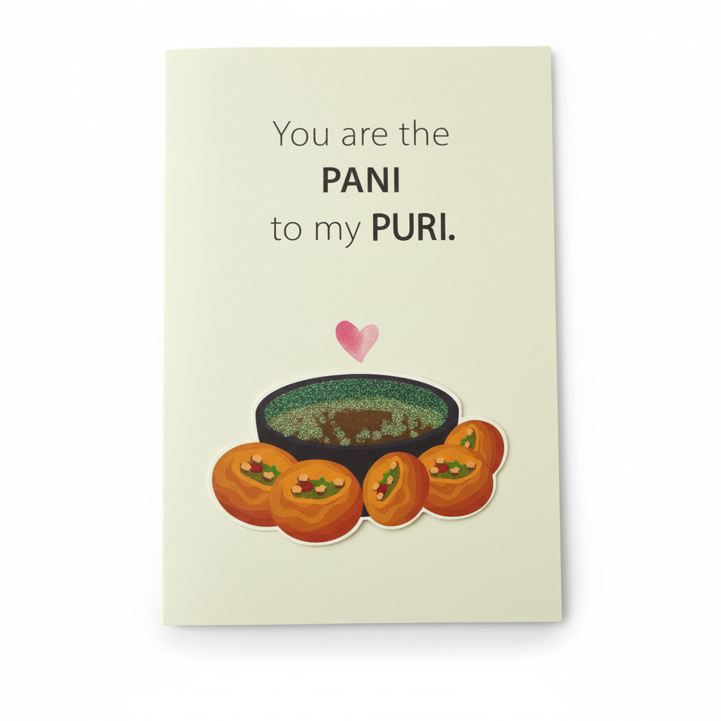 Close-up detail of pani puri illustration with vibrant colors