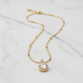 Crystal Halo Pendant Necklace | Anti-Tarnish Gold Satellite Chain