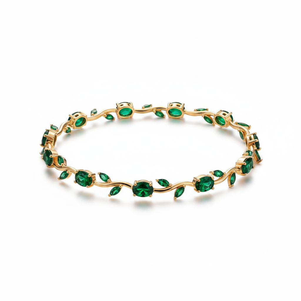 Emerald Green Tulip Gemstone Bracelet