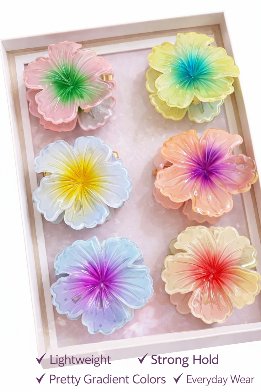 Gradient Flower Hair Claw Clips(Big) - Any random color