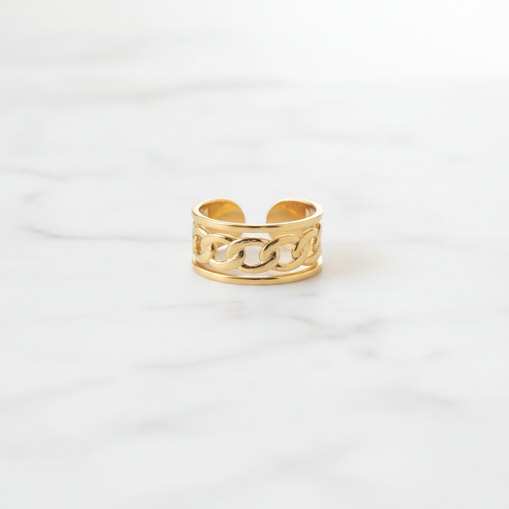 Gold Chain-Link Open Ring
