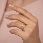 Gold Triple Open Heart Adjustable Ring - Romantic Linked Hearts Ring