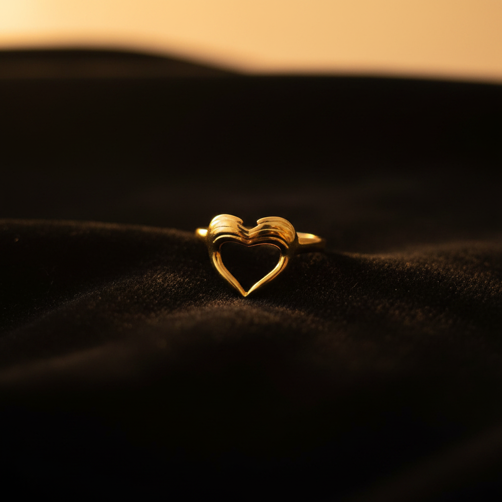 Gold Heart Hands Ring