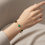 Black & Green Clover Charm Bracelet