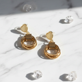 Gold Heart Multi-Ring Drop Earrings | Anti-Tarnish