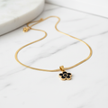 Black Enamel Daisy Flower Pendant Necklace | Anti-Tarnish Gold Snake Chain