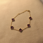 Purple Amethyst Clover Charm Bracelet