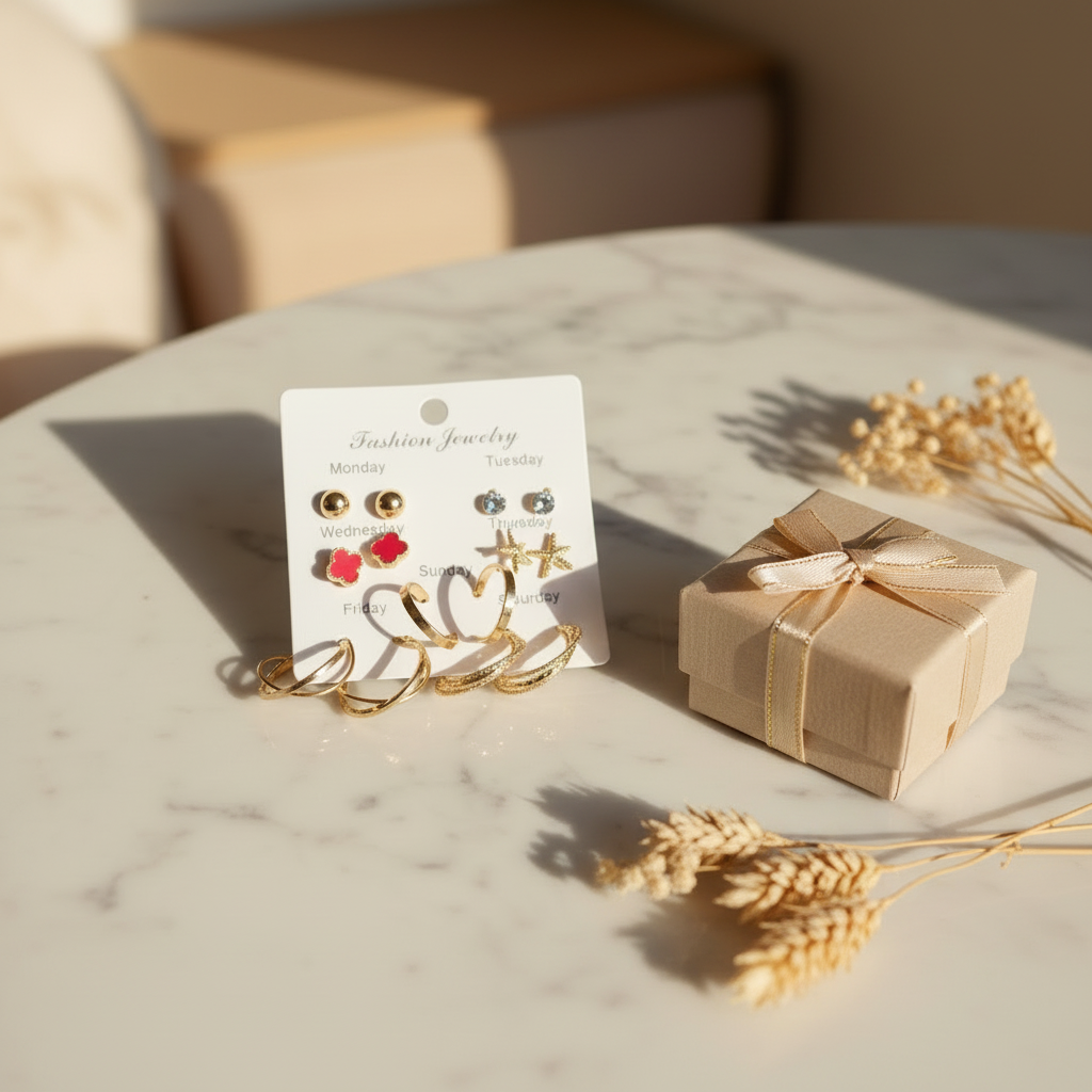 7-Pair Fashion Earring Set | Earrings for Every Day of the Week