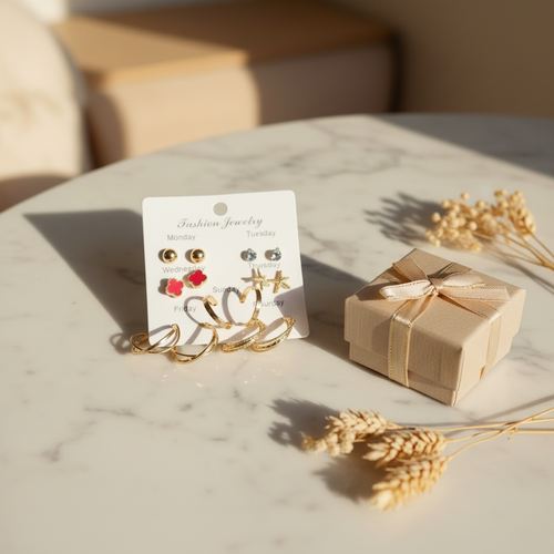7-Pair Fashion Earring Set | Earrings for Every Day of the Week