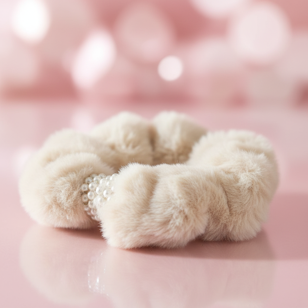 Pearl Fur Scrunchie (Random Colour)