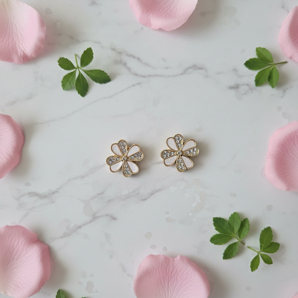Crystal Flower Stud Earrings