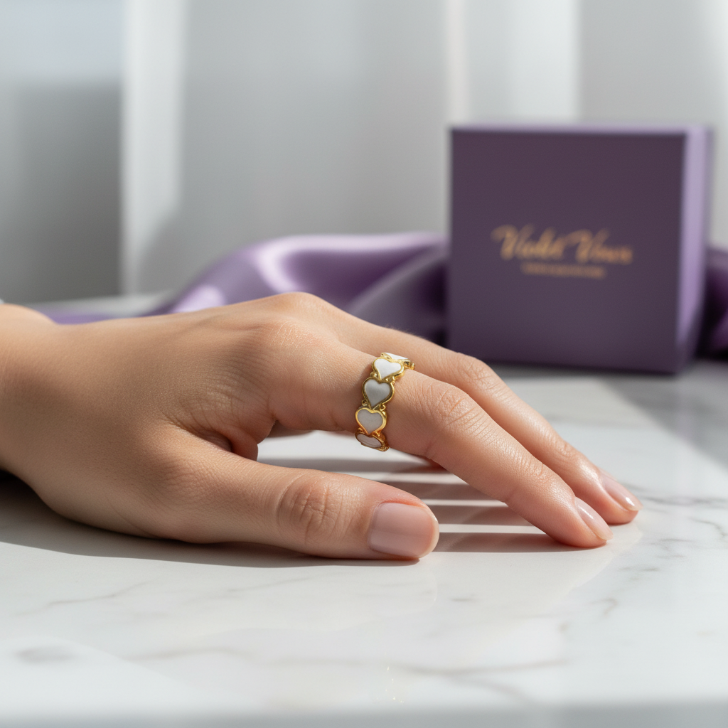 Gold Scalloped Heart Band Open Ring | Anti-Tarnish