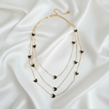 Gold 3-Layer Butterfly Chain Necklace - Black Enamel Butterfly Layered Necklace