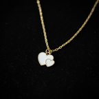 Double White Heart Charm Necklace – Gold Chain