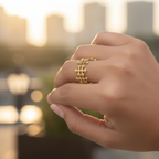 Gold Ladder Pattern Open Ring