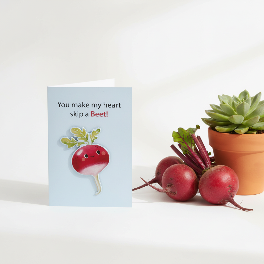 3D Greeting Card lifestyle photo with vegetables and natural elements