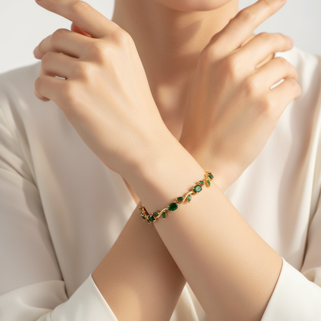Emerald Green Tulip Gemstone Bracelet