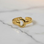 Gold Belt-Buckle Open Cuff Ring | Anti-Tarnish