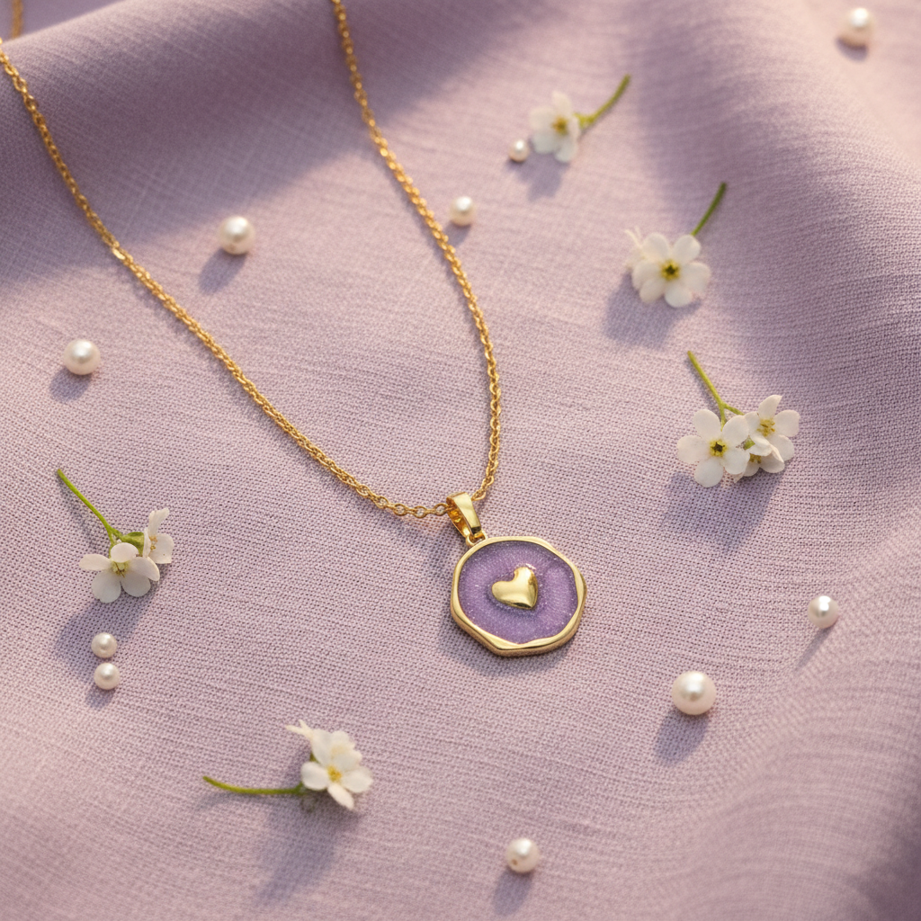 Purple Enamel Bird Pendant Necklace | Anti-Tarnish Gold Cable Chain