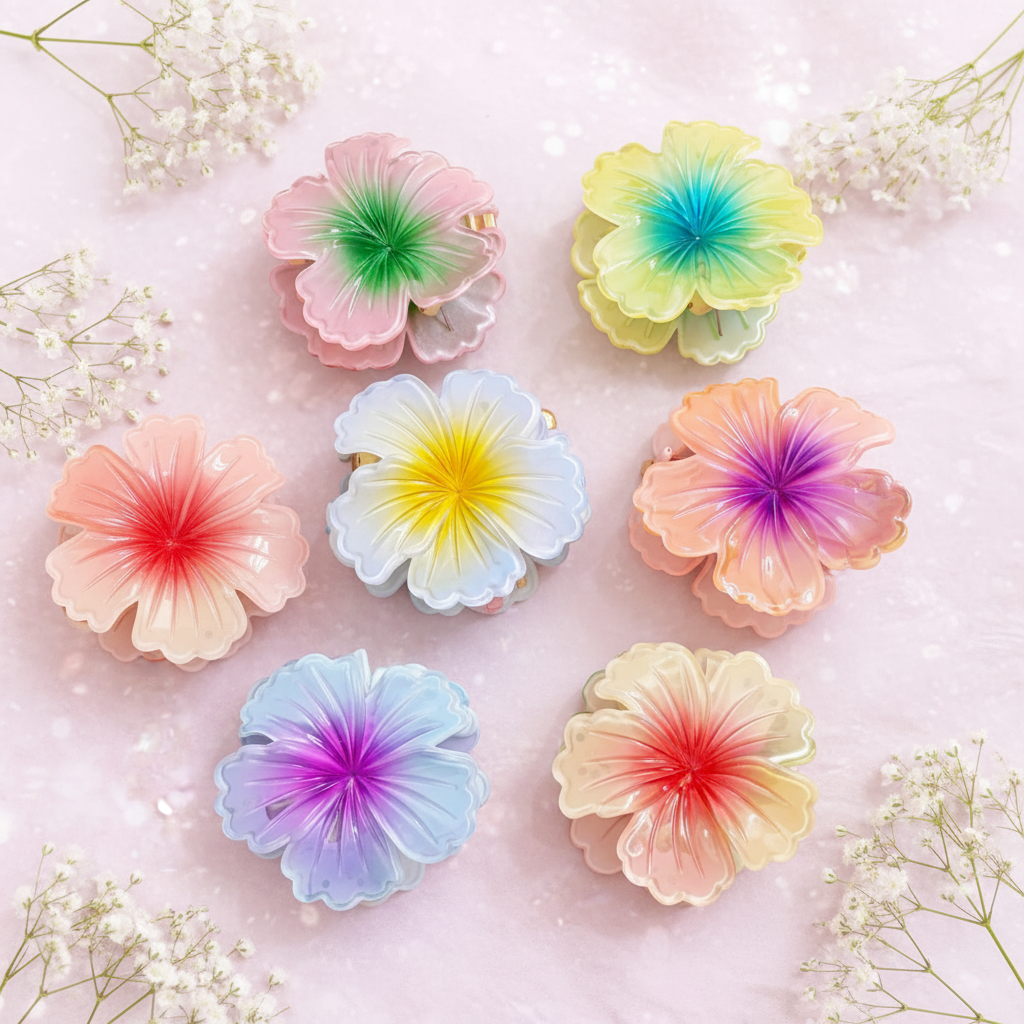 Gradient Flower Hair Claw Clips(Big) - Any random color