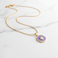 Purple Enamel Bird Pendant Necklace | Anti-Tarnish Gold Cable Chain