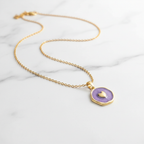 Purple Enamel Bird Pendant Necklace | Anti-Tarnish Gold Cable Chain