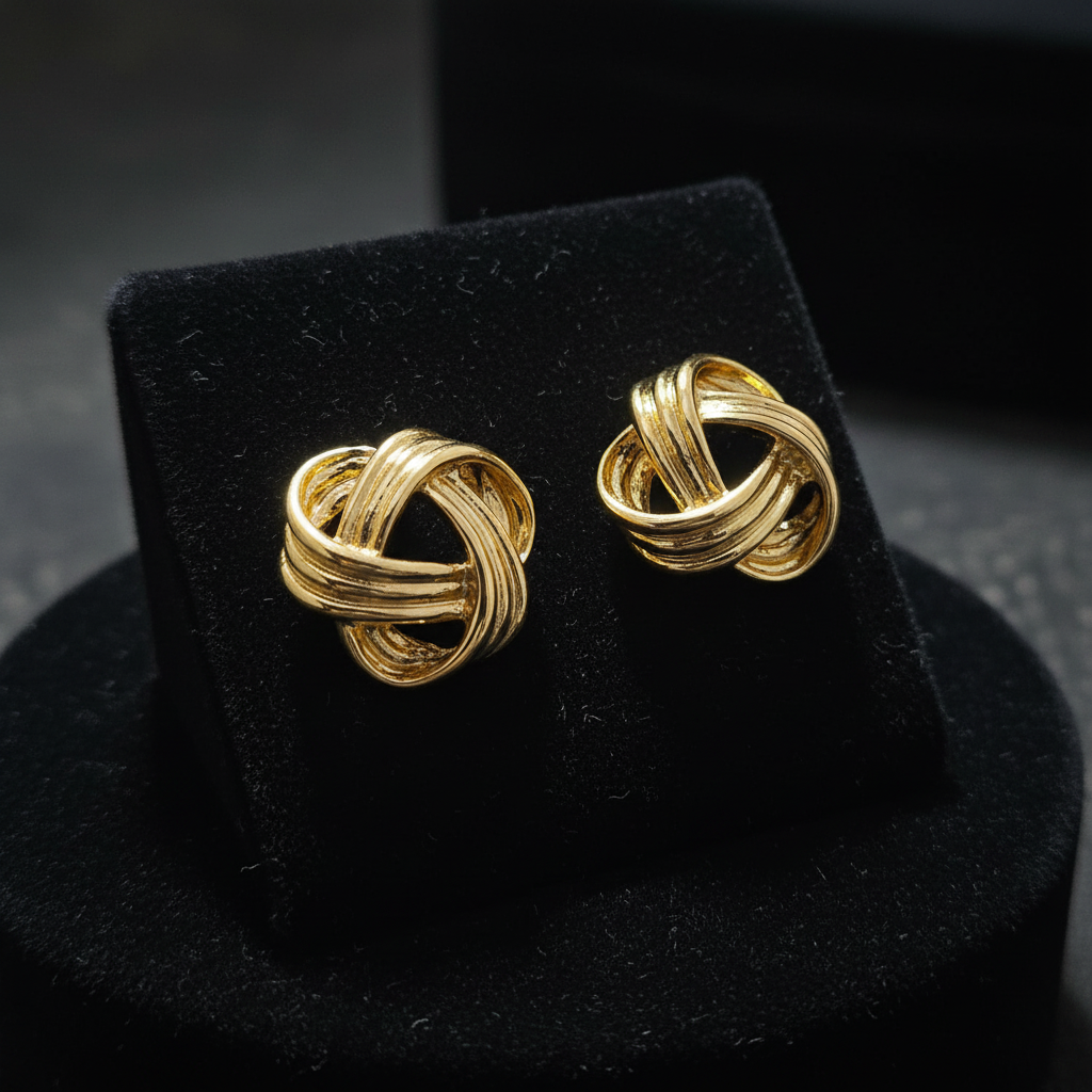 Gold Woven Knot Stud Earrings | Anti-Tarnish