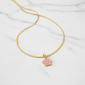 Pink Enamel Daisy Flower Pendant Necklace | Anti-Tarnish Gold Snake Chain