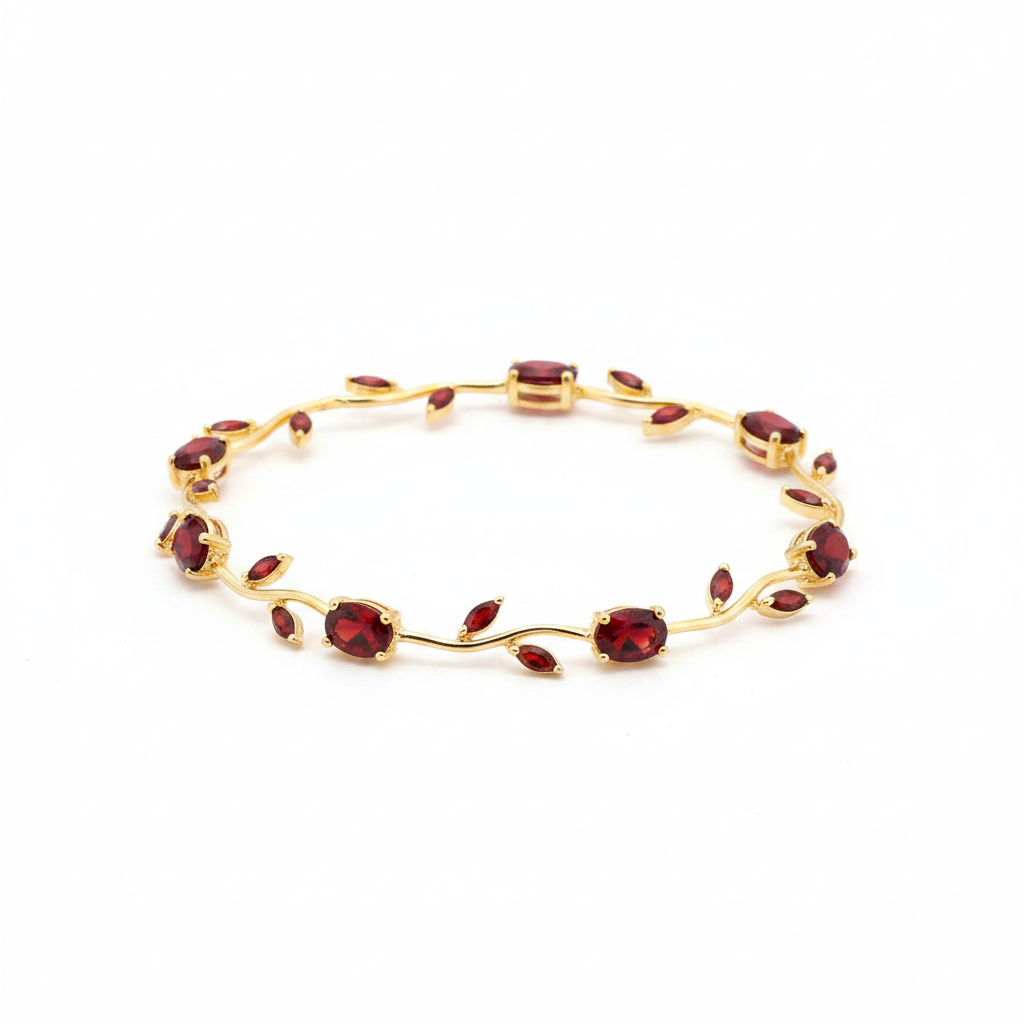 Red Garnet Tulip Gemstone Bracelet
