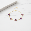 Purple Amethyst Clover Charm Bracelet