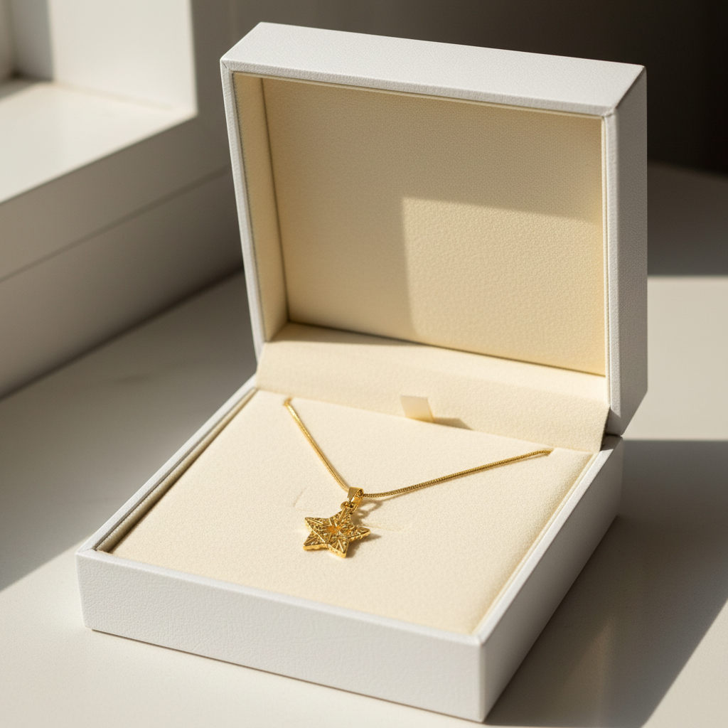 Gold Star Pendant Necklace - Stainless Steel Snake Chain