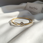 Gold Clover Charm Bracelet for Women – Minimal Stone Studded Elegant Bangle