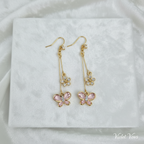 Pink Butterfly Drop Earrings