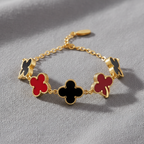 Five Clover Bracelet - Black & Red
