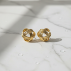 Gold Woven Knot Stud Earrings | Anti-Tarnish