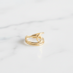 Gold Geometric Double Circle Wrap Adjustable Ring - Modern Statement Ring