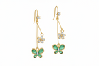 Green Butterfly Drop Earrings