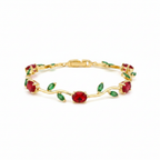 Red & Green Tulip Gemstone Bracelet
