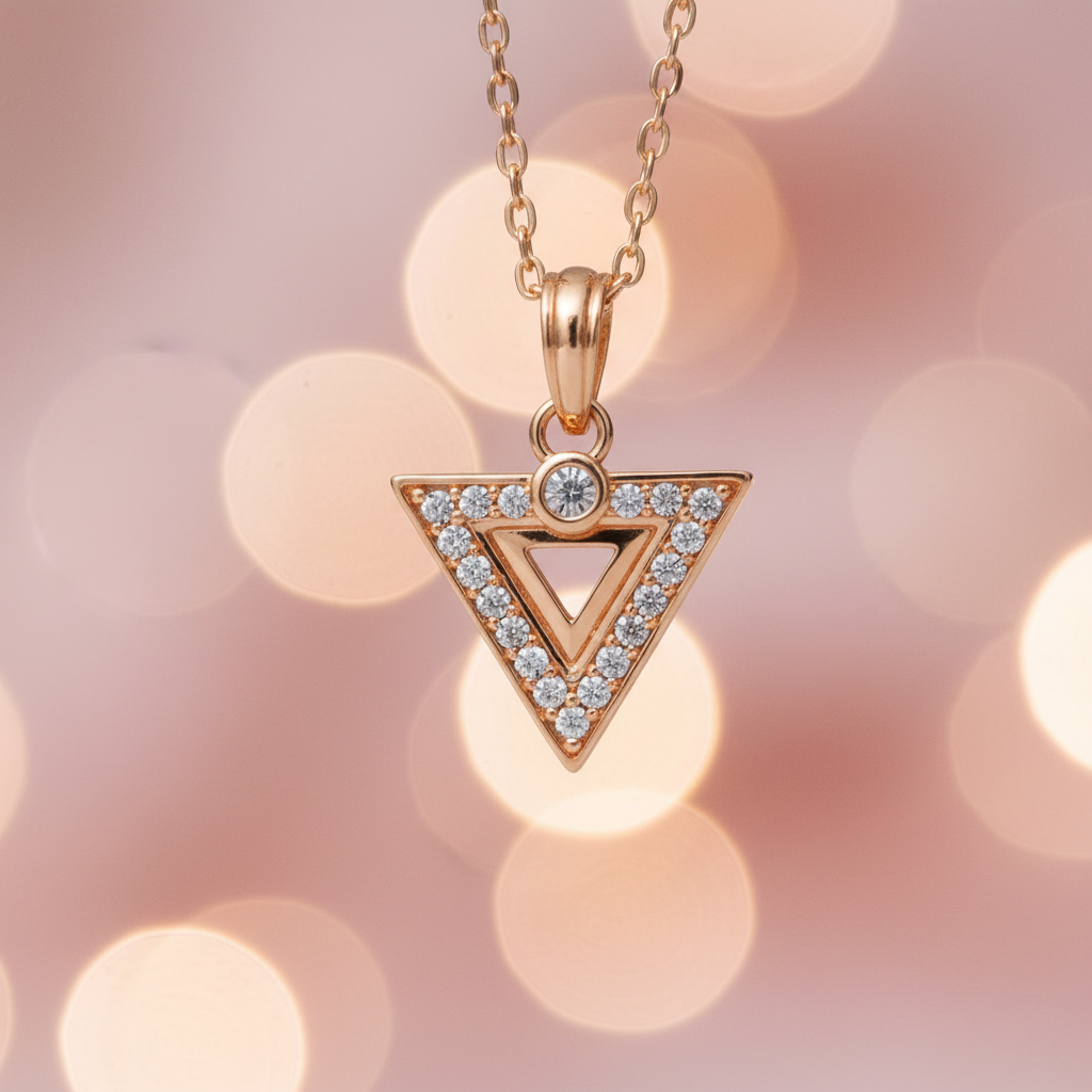 Crystal Triangle Pendant Necklace | Anti-Tarnish Gold Chain