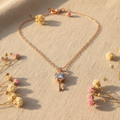 Rose Gold Crystal & Key Charm Pendant Necklace