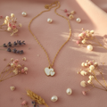 Double White Heart Charm Necklace – Gold Chain